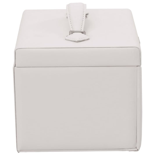 smykkeskrin 4-lags med speil låsbar hvit 22,5x17,5x16,5 cm