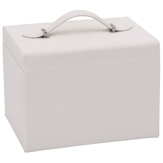 smykkeskrin 4-lags med speil låsbar hvit 22,5x17,5x16,5 cm