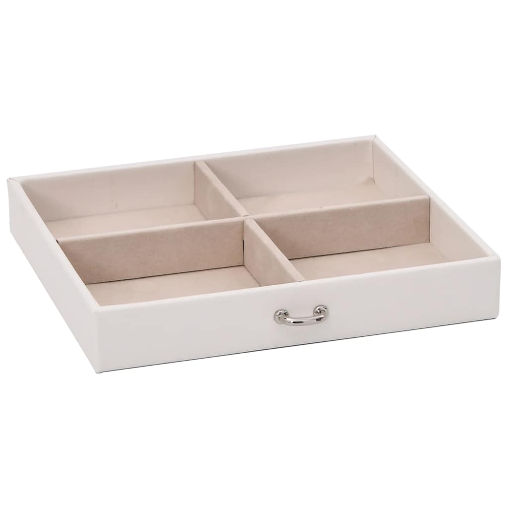 smykkeskrin 4-lags med speil låsbar hvit 22,5x17,5x16,5 cm