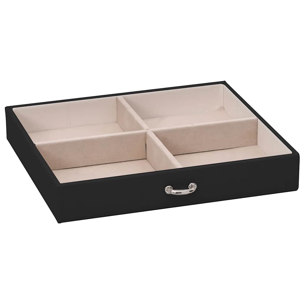 smykkeskrin 3-lags med speil låsbar svart 26x18x17,5 cm