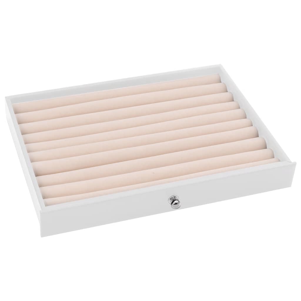 Smykkeskrin 10-lags med klokkeholdere hvit 29x20,5x40,5 cm