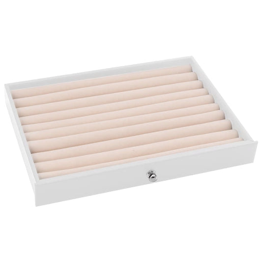 Smykkeskrin 10-lags med klokkeholdere hvit 29x20,5x40,5 cm