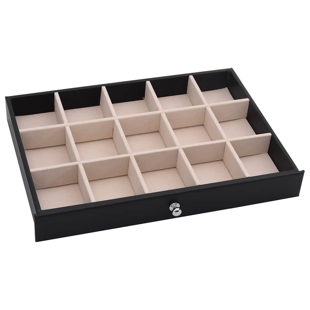 Smykkeskrin 10-lags med klokkeholdere svart 29x20,5x40,5 cm