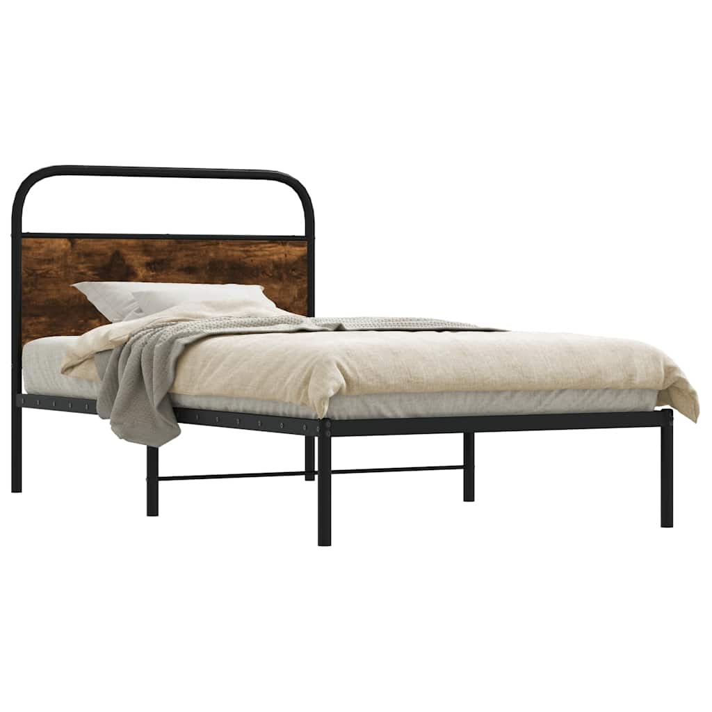 Sengeramme uten madrass røkt eik 100x190 cm konstruert tre