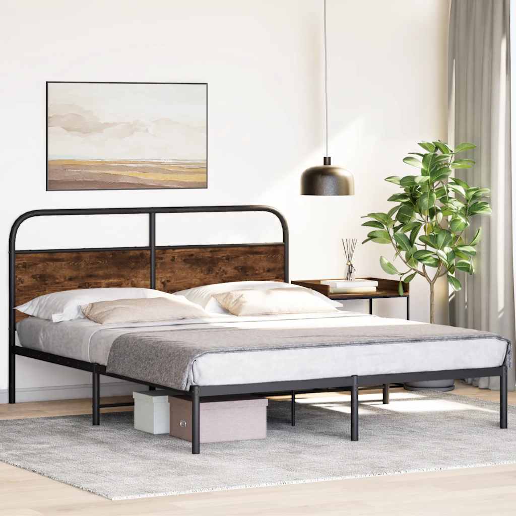 Sengeramme uten madrass røkt eik 150x200 cm konstruert tre