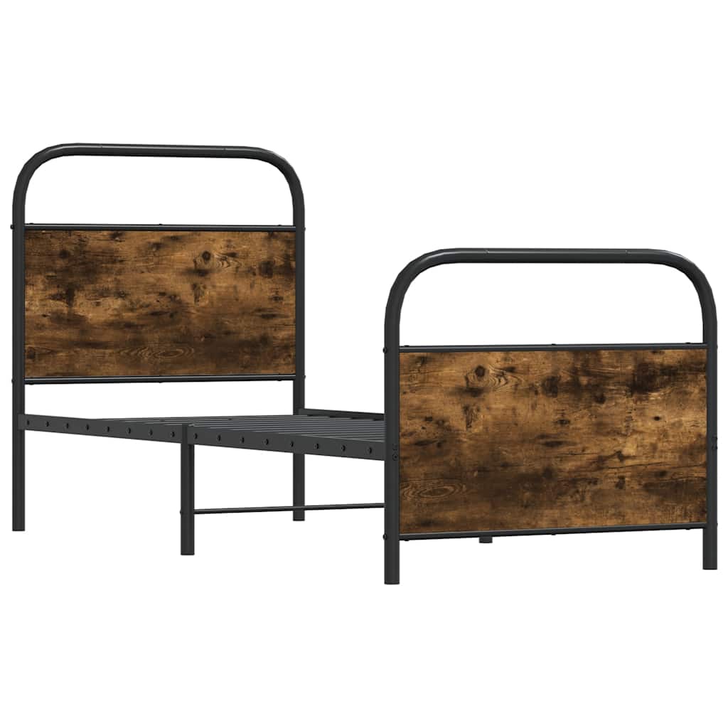 Sengeramme uten madrass røkt eik 75x190 cm konstruert tre