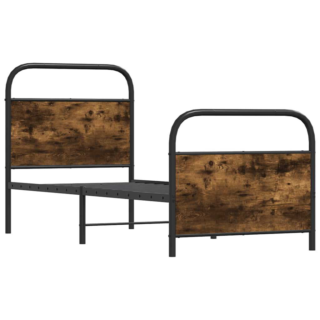 Sengeramme uten madrass røkt eik 80x200 cm konstruert tre