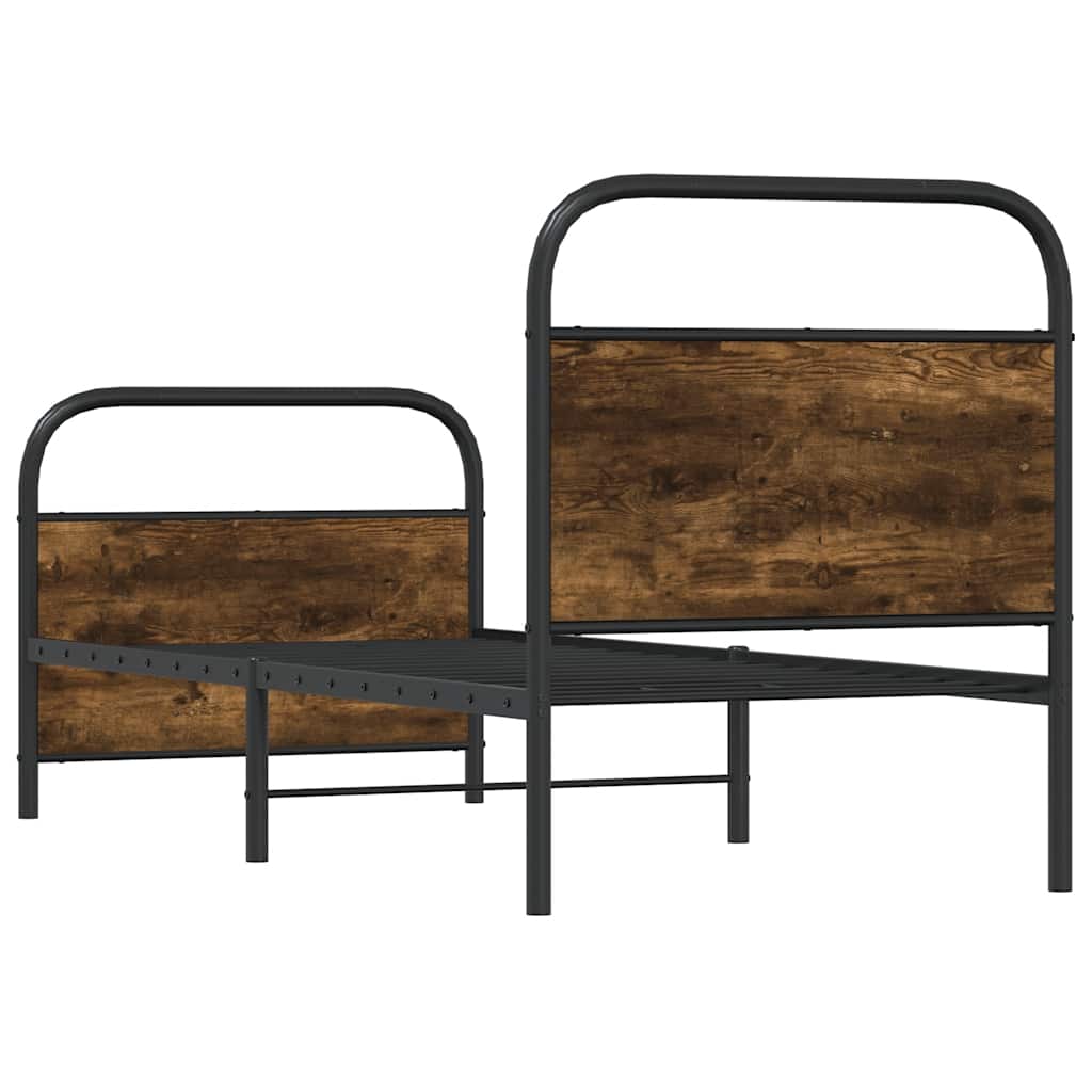 Sengeramme uten madrass røkt eik 80x200 cm konstruert tre