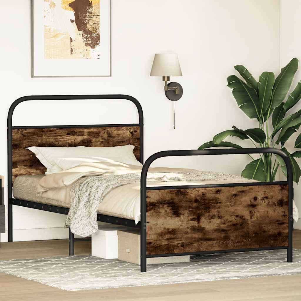 Sengeramme uten madrass røkt eik 90x190 cm konstruert tre