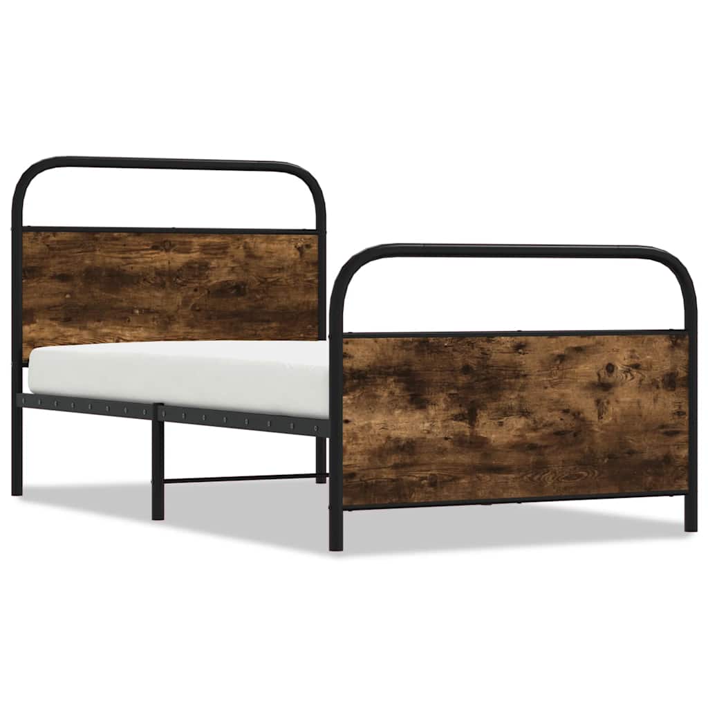 Sengeramme uten madrass røkt eik 100x190 cm konstruert tre