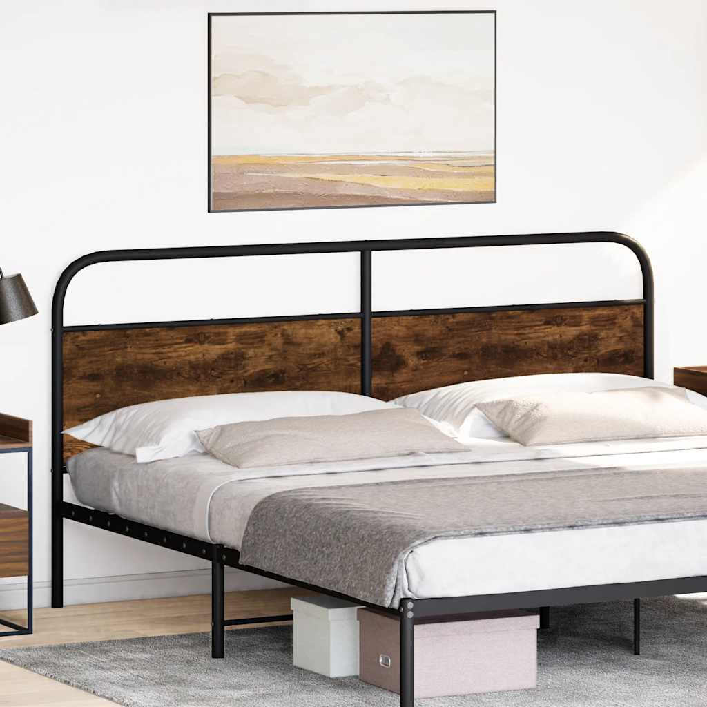 Utskiftbar sengegavl røkt eik 180 cm stål og konstruert tre