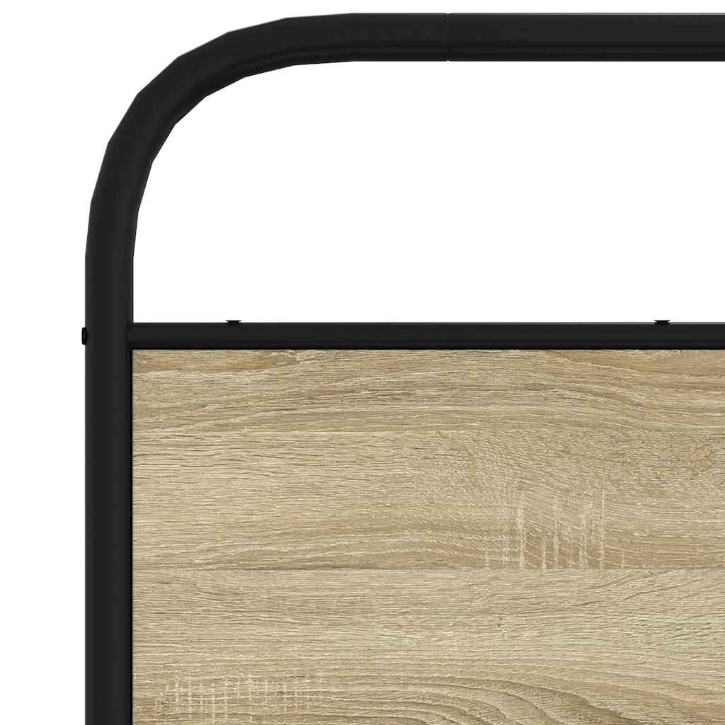 Utskiftbar sengegavl sonoma eik 160 cm stål og konstruert tre