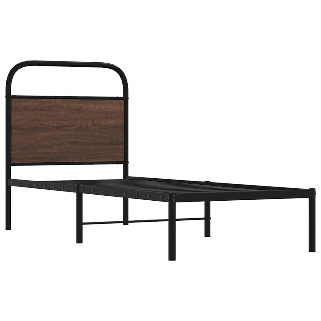Sengeramme uten madrass brun eik 80x200 cm konstruert tre