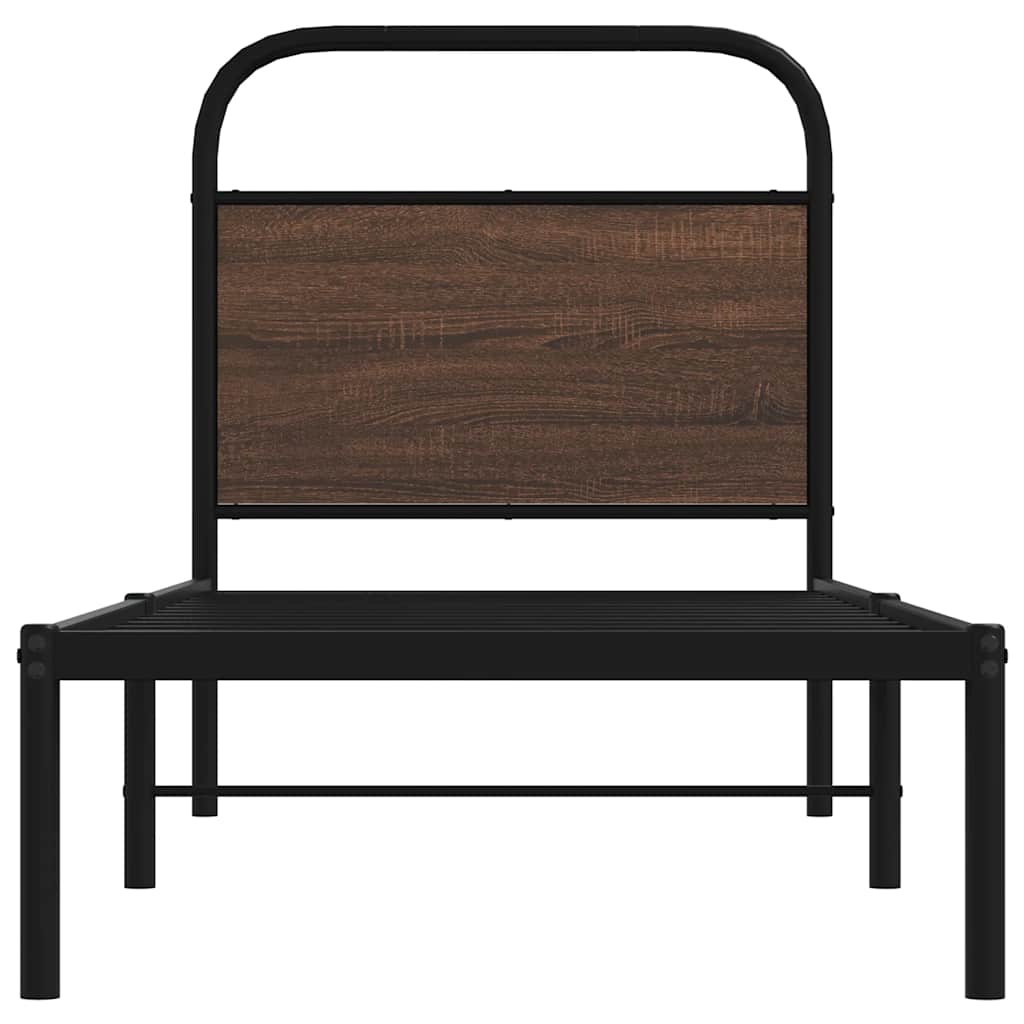 Sengeramme uten madrass brun eik 80x200 cm konstruert tre