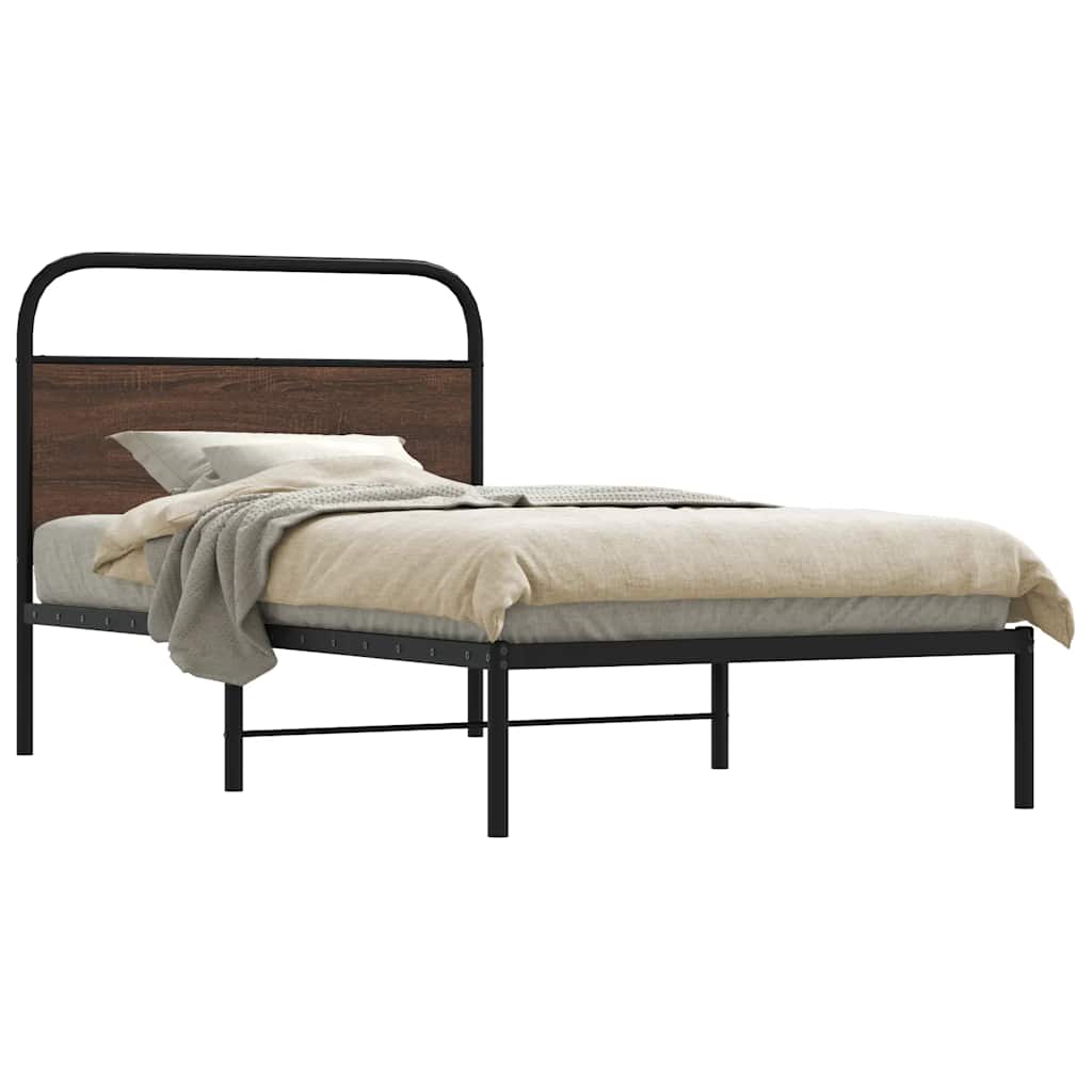 Sengeramme uten madrass brun eik 100x190 cm konstruert tre