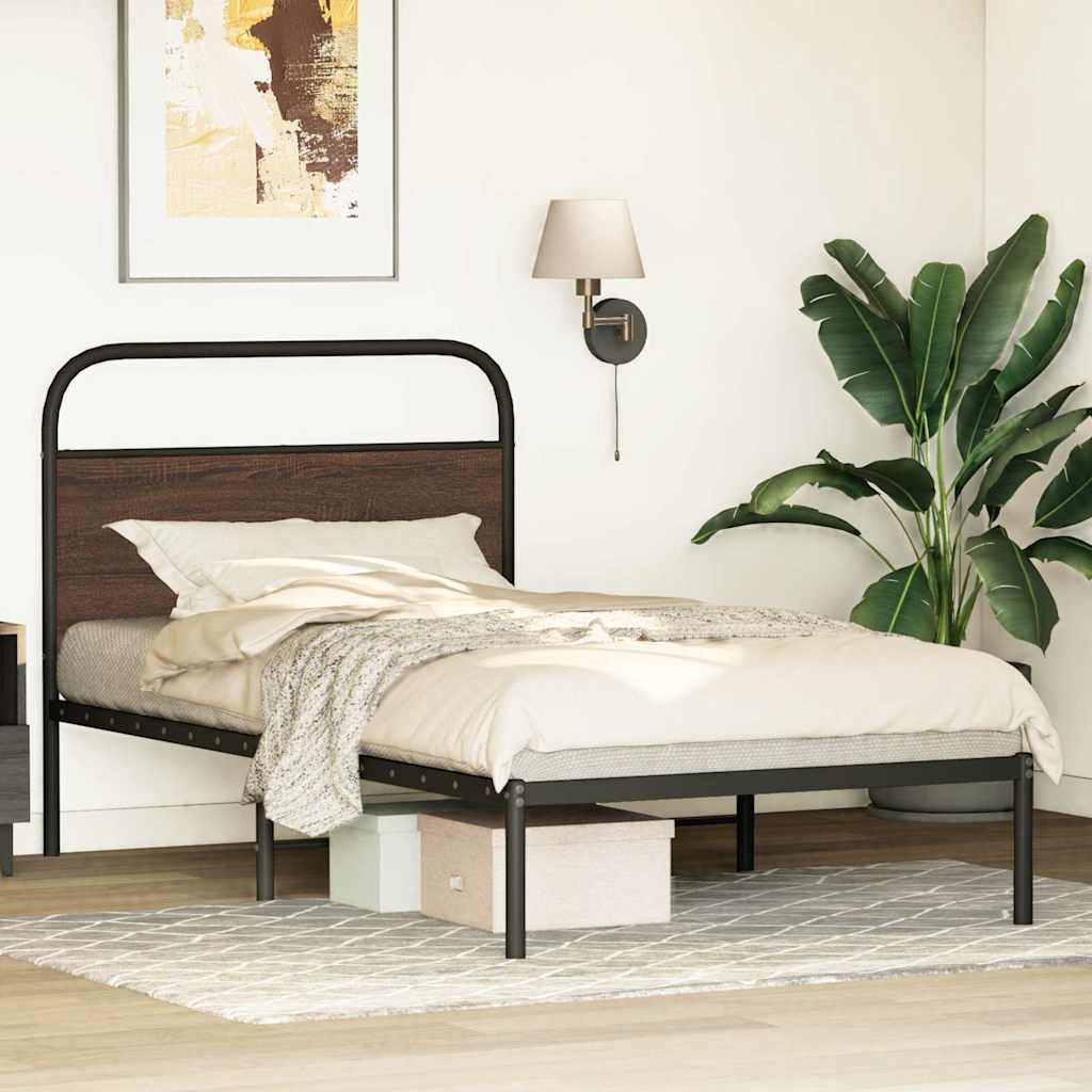 Sengeramme uten madrass brun eik 100x200 cm konstruert tre