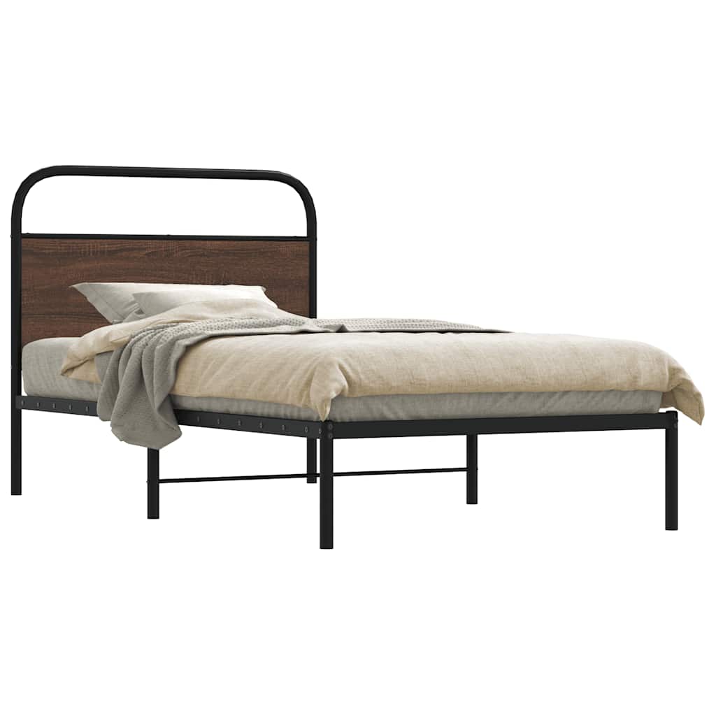 Sengeramme uten madrass brun eik 107x203 cm konstruert tre