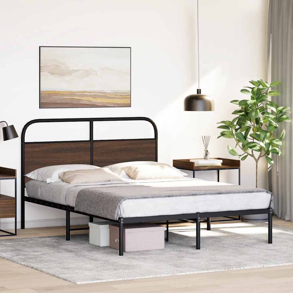 Sengeramme uten madrass brun eik 135x190 cm konstruert tre