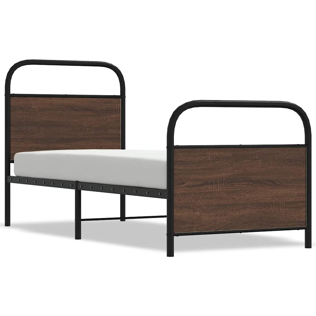 Sengeramme uten madrass brun eik 75x190 cm konstruert tre