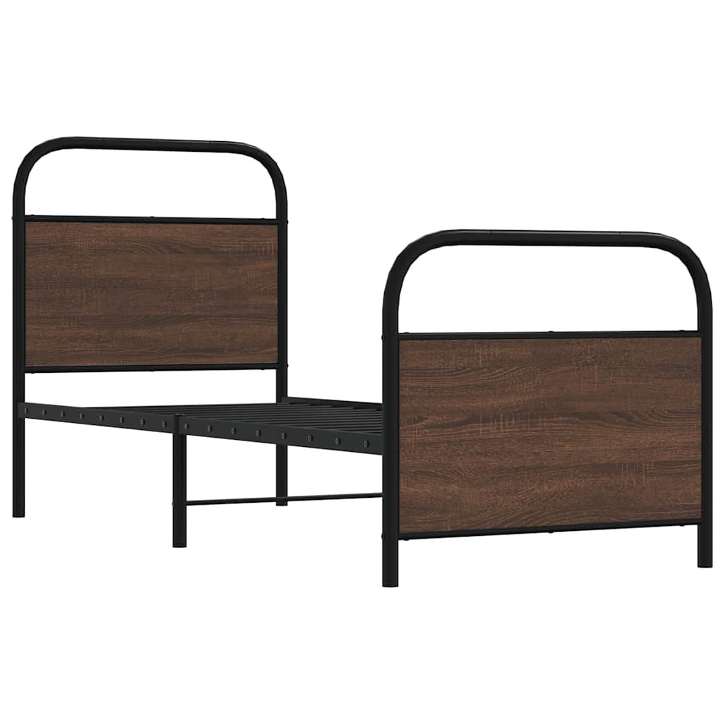Sengeramme uten madrass brun eik 75x190 cm konstruert tre