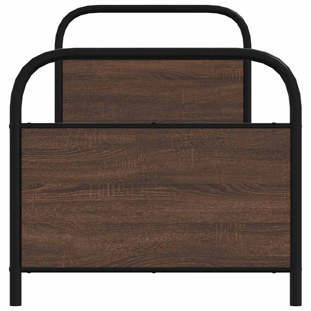 Sengeramme uten madrass brun eik 75x190 cm konstruert tre