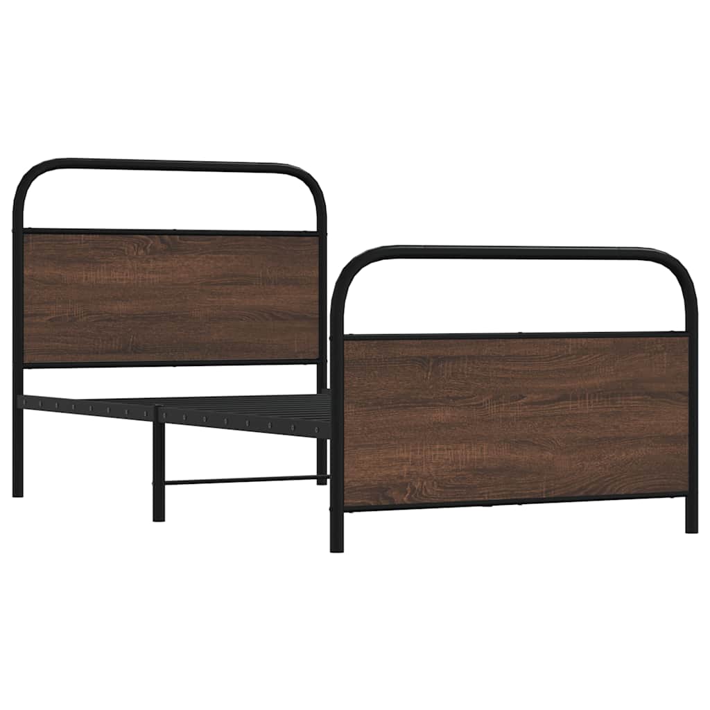 Sengeramme uten madrass brun eik 90x200 cm konstruert tre