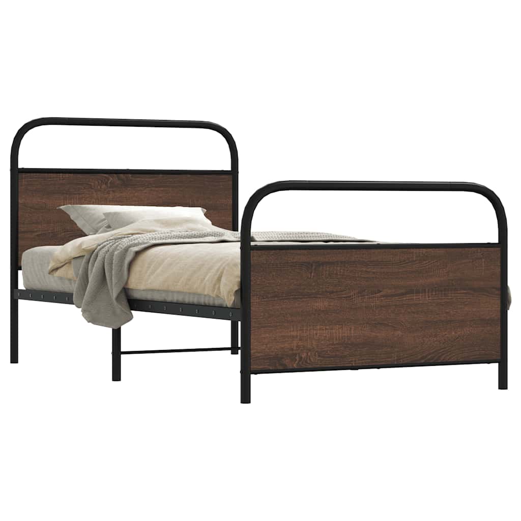 Sengeramme uten madrass brun eik 90x200 cm konstruert tre