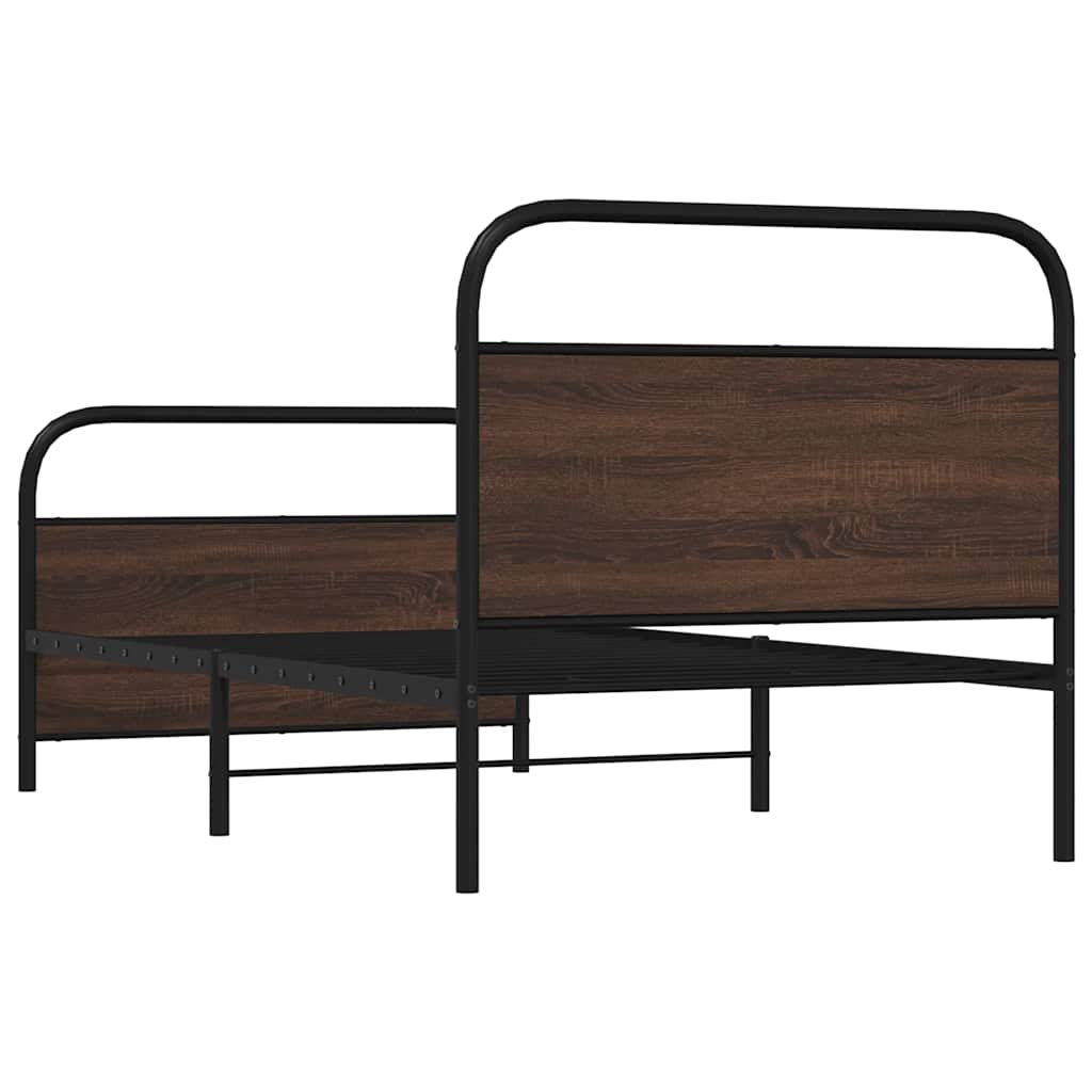 Sengeramme uten madrass brun eik 100x200 cm konstruert tre