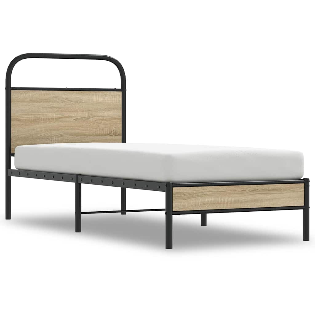 Sengeramme uten madrass røkt eik 80x200 cm konstruert tre