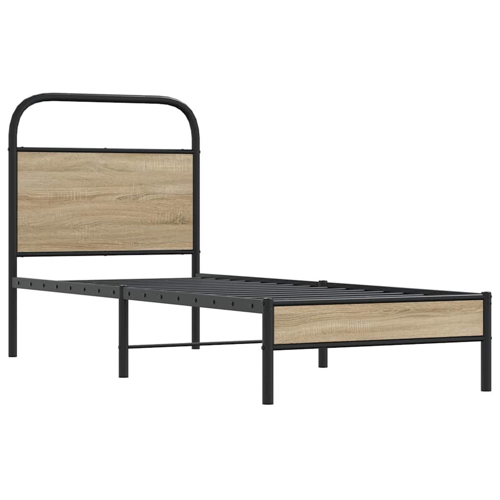 Sengeramme uten madrass røkt eik 80x200 cm konstruert tre