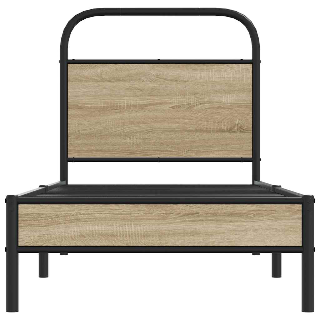 Sengeramme uten madrass røkt eik 80x200 cm konstruert tre