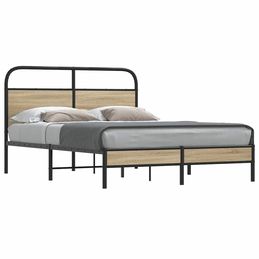 Sengeramme uten madrass røkt eik 135x190 cm konstruert tre