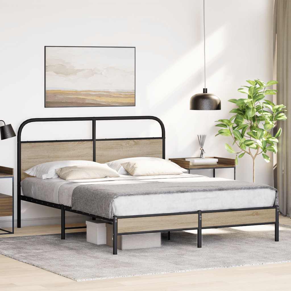 Sengeramme uten madrass røkt eik 150x200 cm konstruert tre