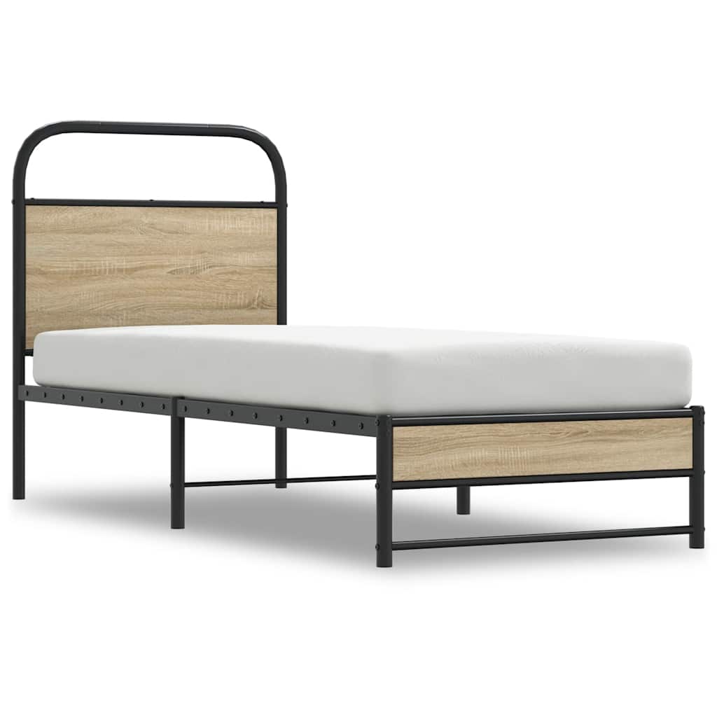 Sengeramme uten madrass røkt eik 80x200 cm konstruert tre
