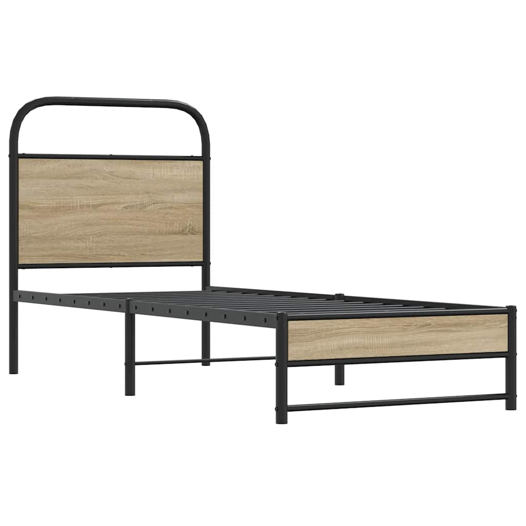 Sengeramme uten madrass røkt eik 80x200 cm konstruert tre