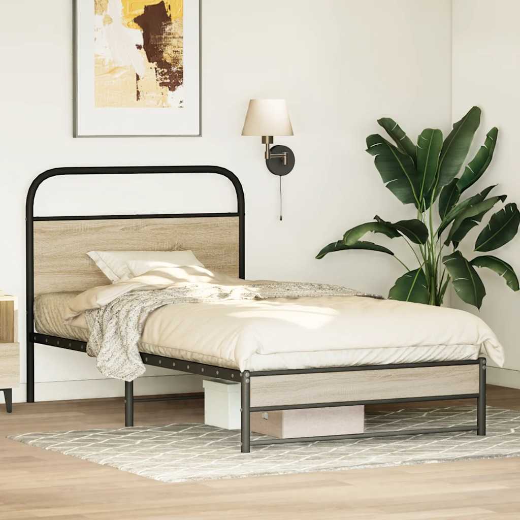 Sengeramme uten madrass røkt eik 100x190 cm konstruert tre