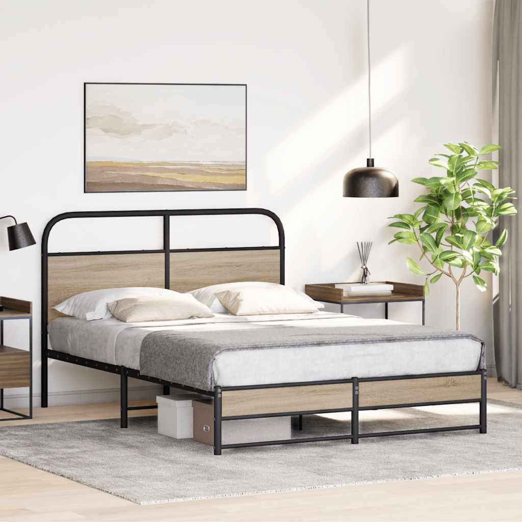 Sengeramme uten madrass røkt eik 140x200 cm konstruert tre
