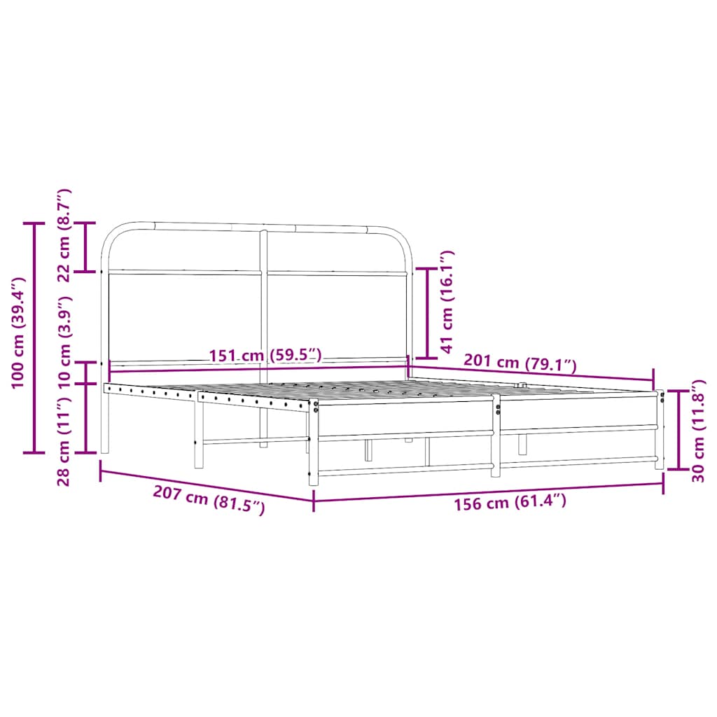 Sengeramme uten madrass røkt eik 150x200 cm konstruert tre