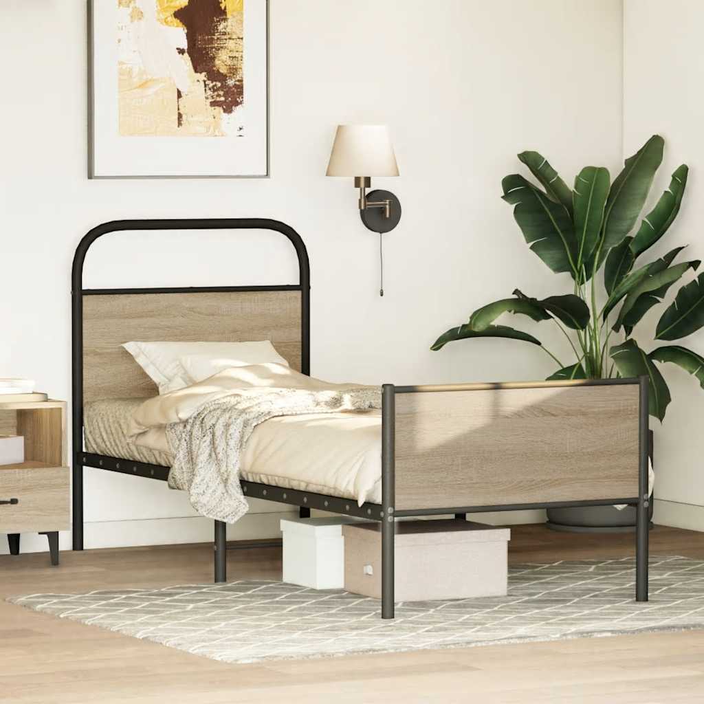 Sengeramme uten madrass sonoma eik 80x200 cm konstruert tre