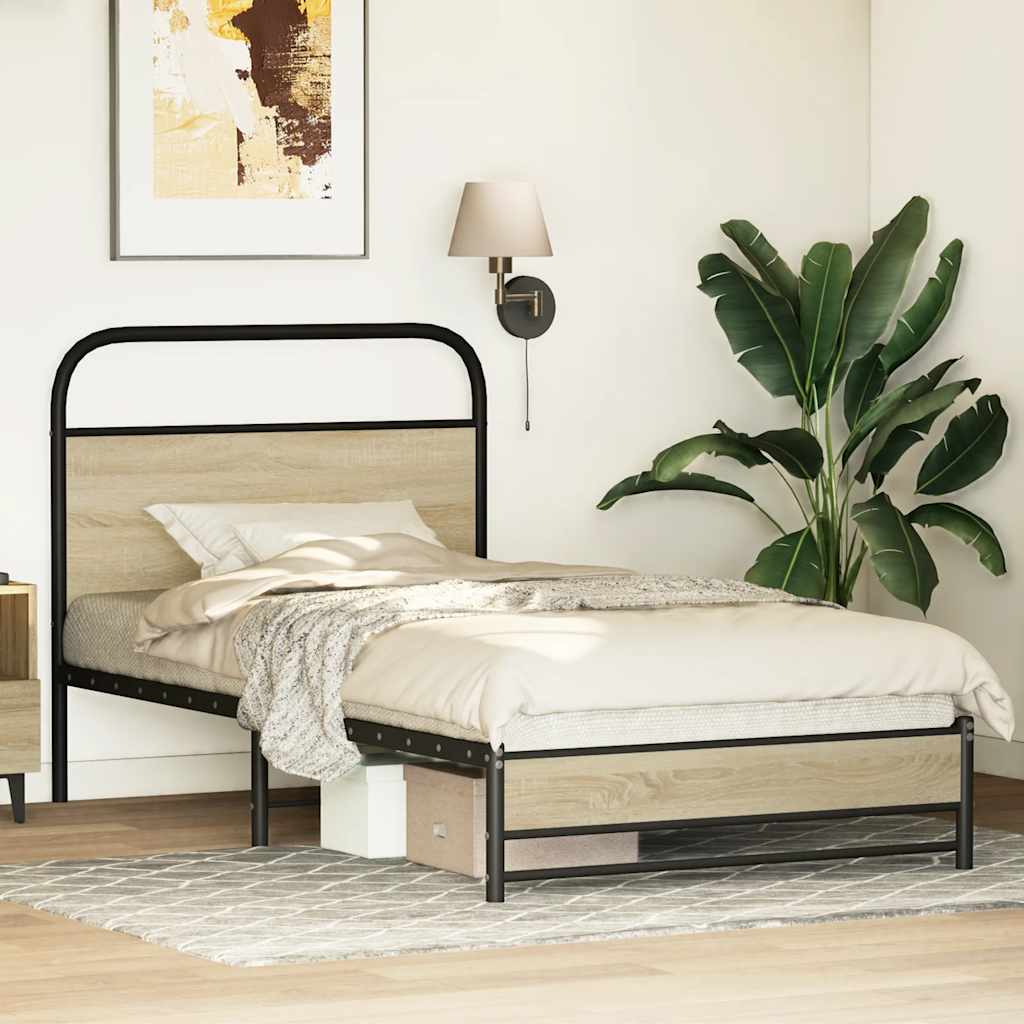 Sengeramme uten madrass sonoma eik 90x200 cm konstruert tre