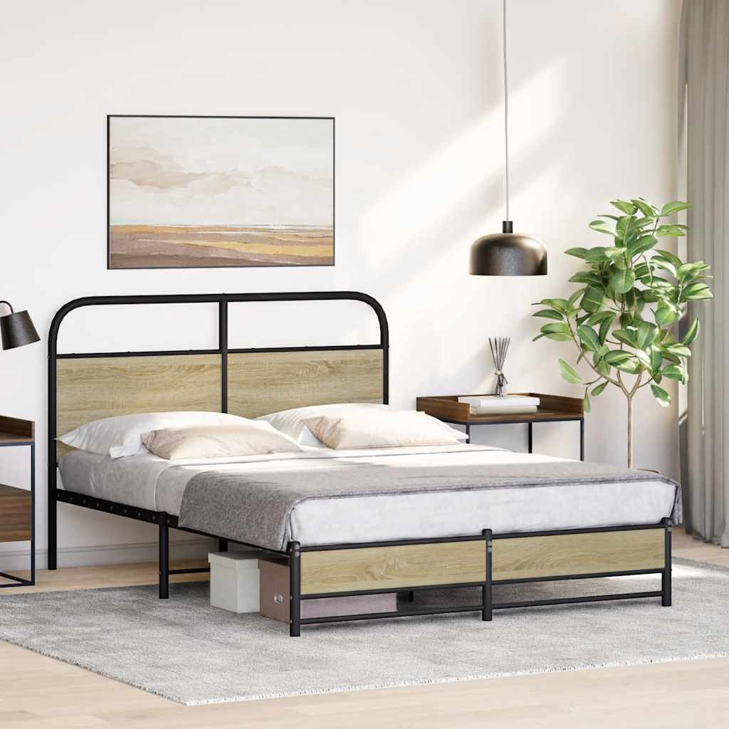Sengeramme uten madrass sonoma eik 135x190 cm konstruert tre