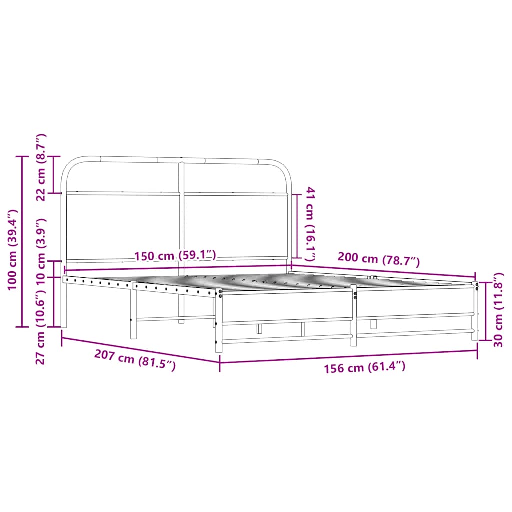 Sengeramme uten madrass sonoma eik 150x200 cm konstruert tre