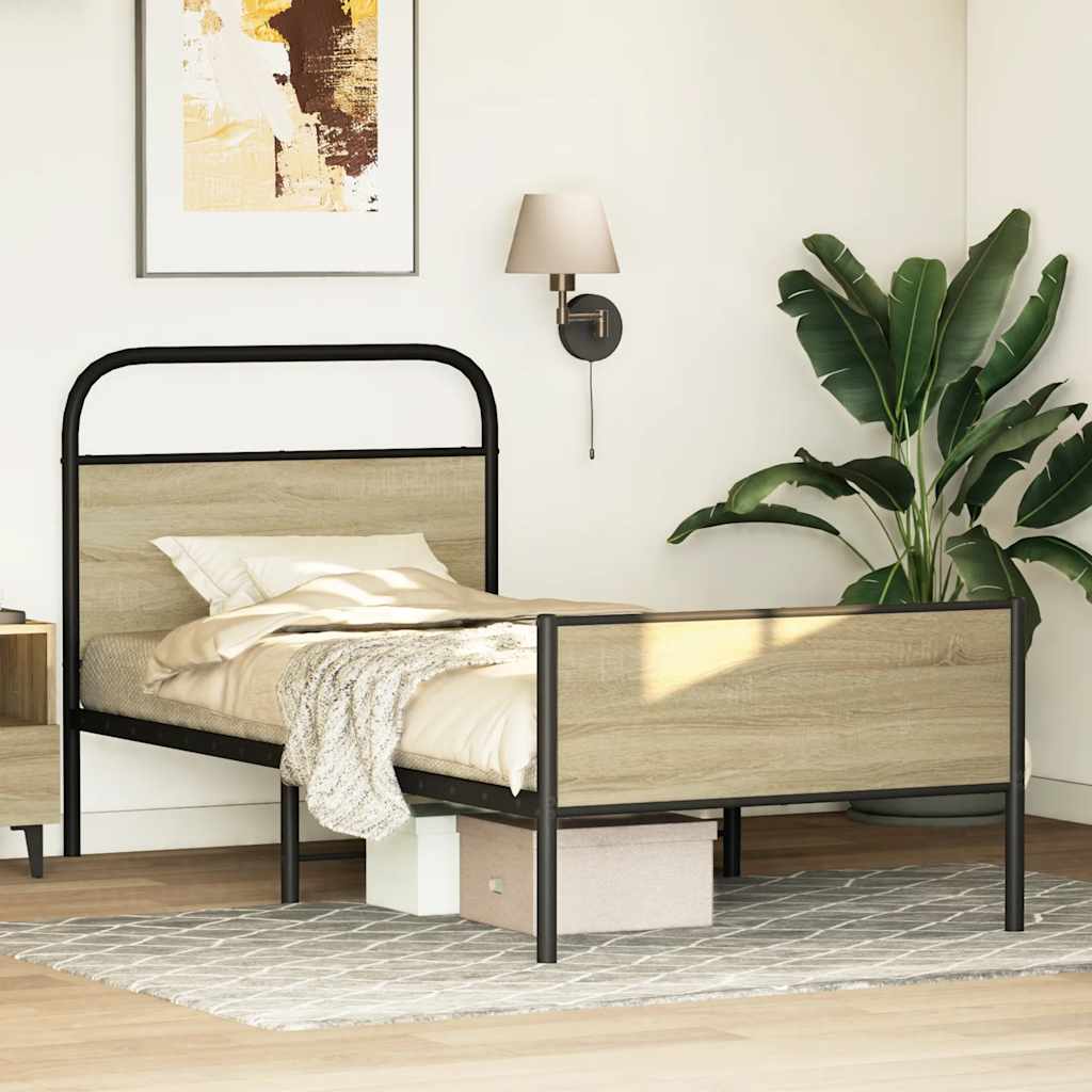 Sengeramme uten madrass sonoma eik 75x190 cm konstruert tre