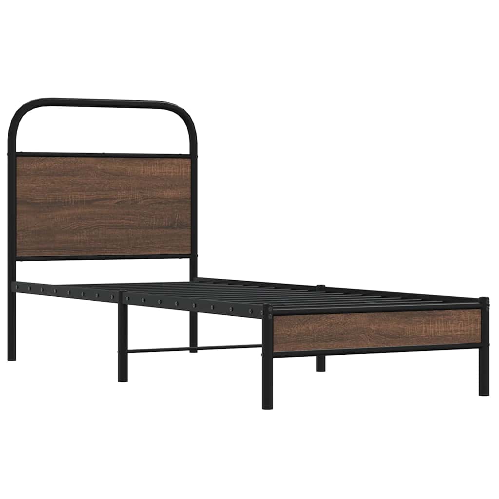 Sengeramme uten madrass brun eik 75x190 cm konstruert tre