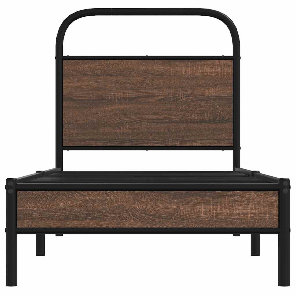 Sengeramme uten madrass brun eik 75x190 cm konstruert tre