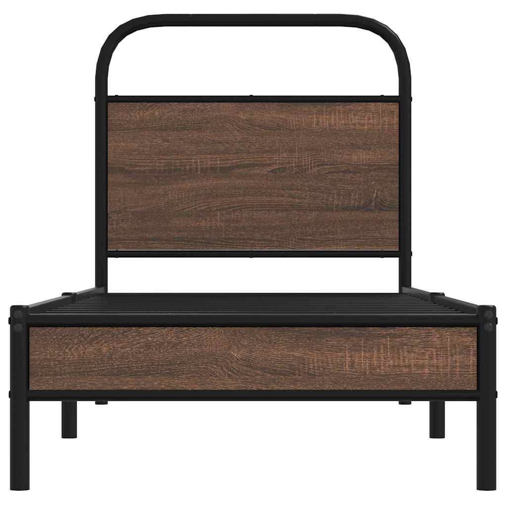 Sengeramme uten madrass brun eik 80x200 cm konstruert tre
