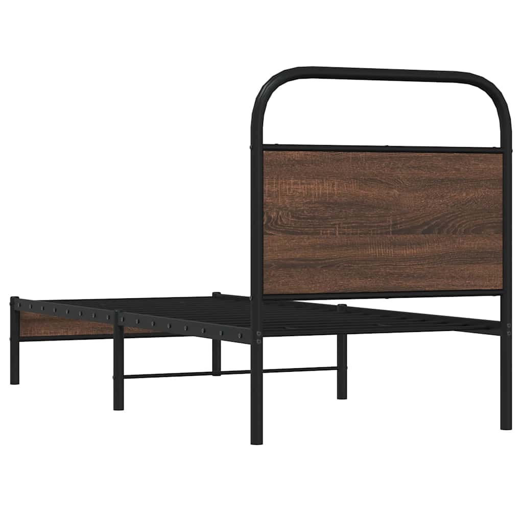 Sengeramme uten madrass brun eik 80x200 cm konstruert tre