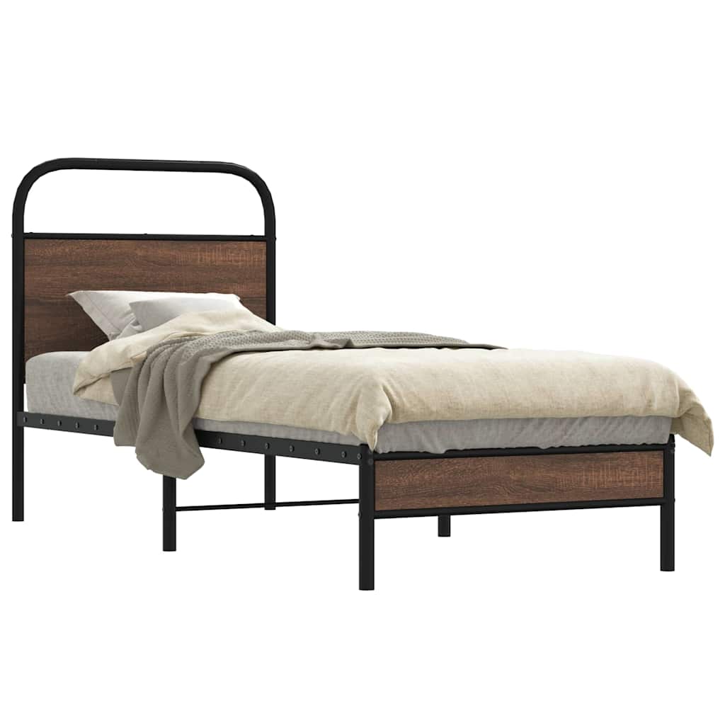 Sengeramme uten madrass brun eik 80x200 cm konstruert tre