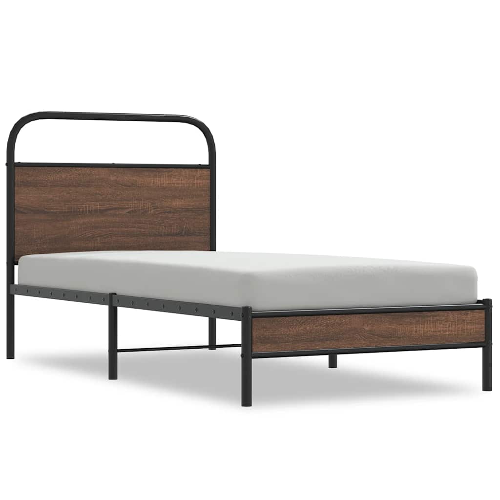 Sengeramme uten madrass brun eik 90x200 cm konstruert tre