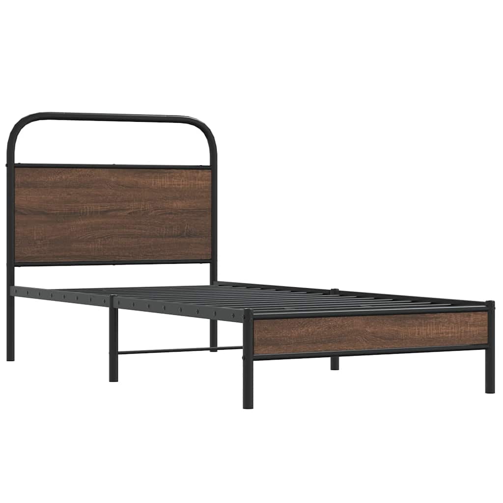 Sengeramme uten madrass brun eik 90x200 cm konstruert tre